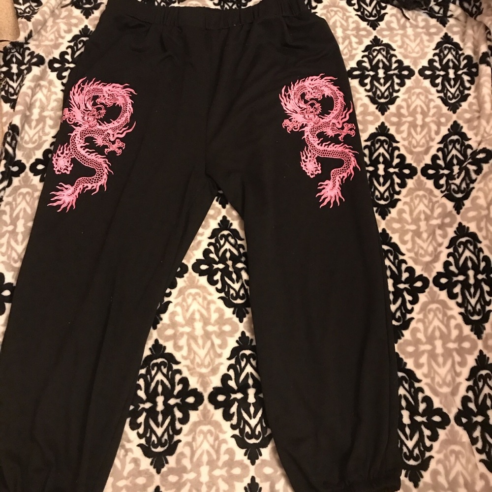 Pink dragon joggers